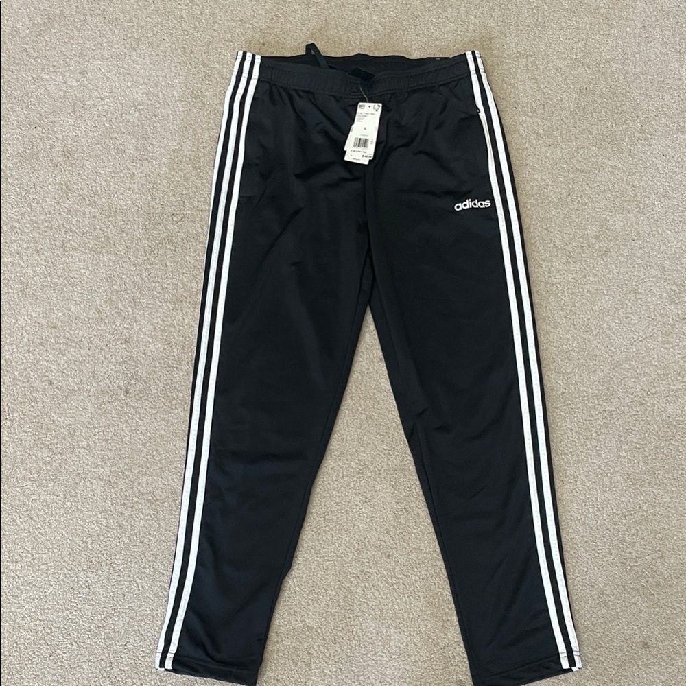 Adidas Kids Black Joggers with White Stripes